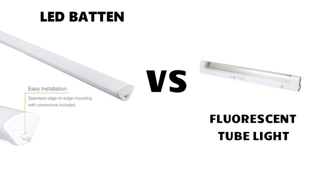 led batten light vs fluorescent tubes comparison chart 