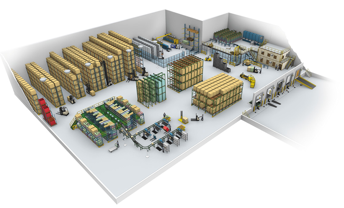 3D diagram for warehouse lighting process