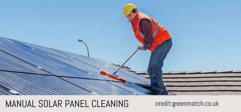 Manual solar panel cleaning