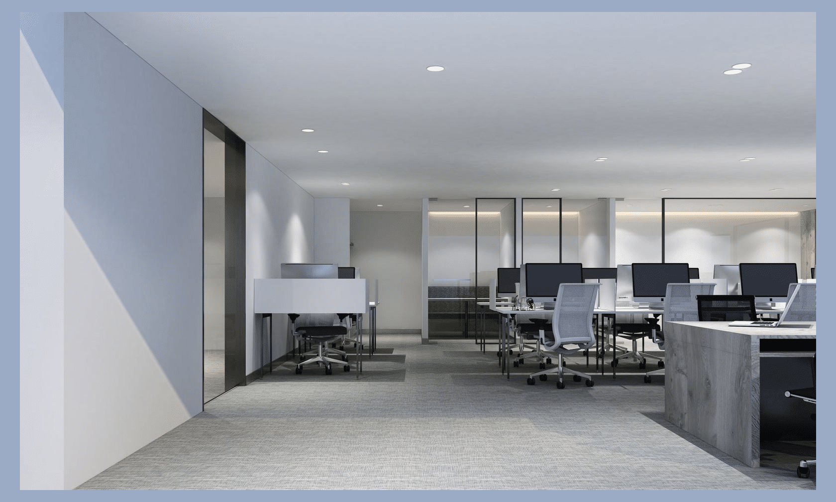 LED downlights used in office