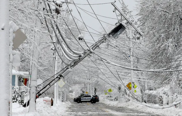 heavy snowfall damaging the power supply