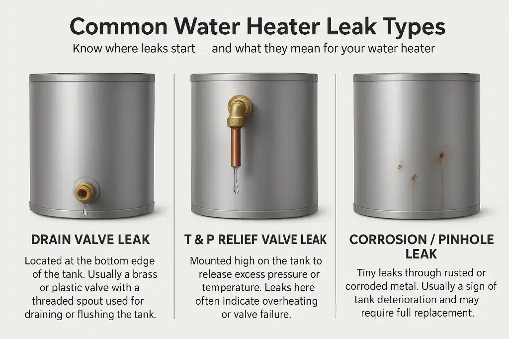 Hot Water System Leak types