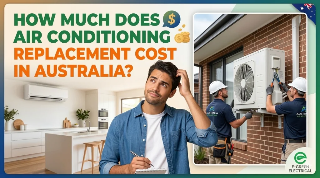 A person calculating the cost of replacing an AC