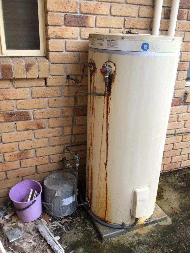 Rusted heat pump unit